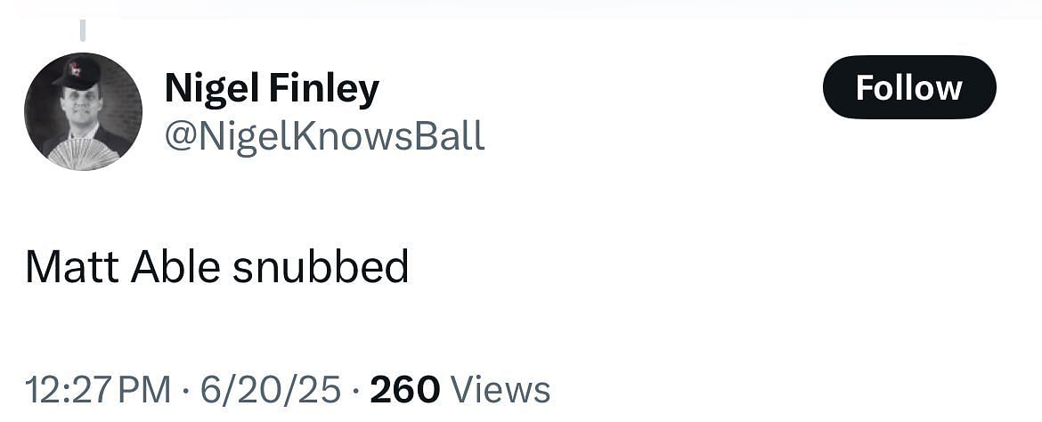 A fan advocates for Matt Able